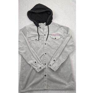 Odd Future OFWGKTA Mens LG Hoodie Jacket Button Up Gray Cotton Corduroy Shirt
